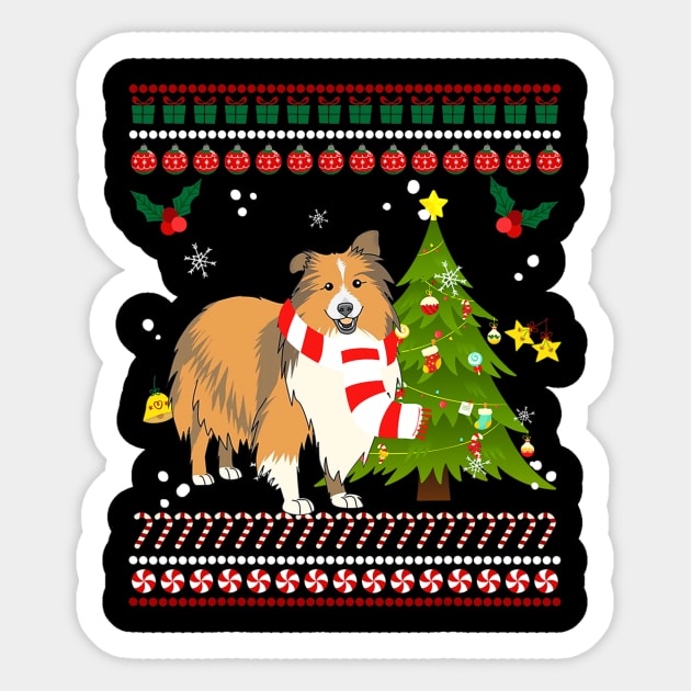 Shetland Sheepdog Reindeer Christmas Sticker by IainDodes